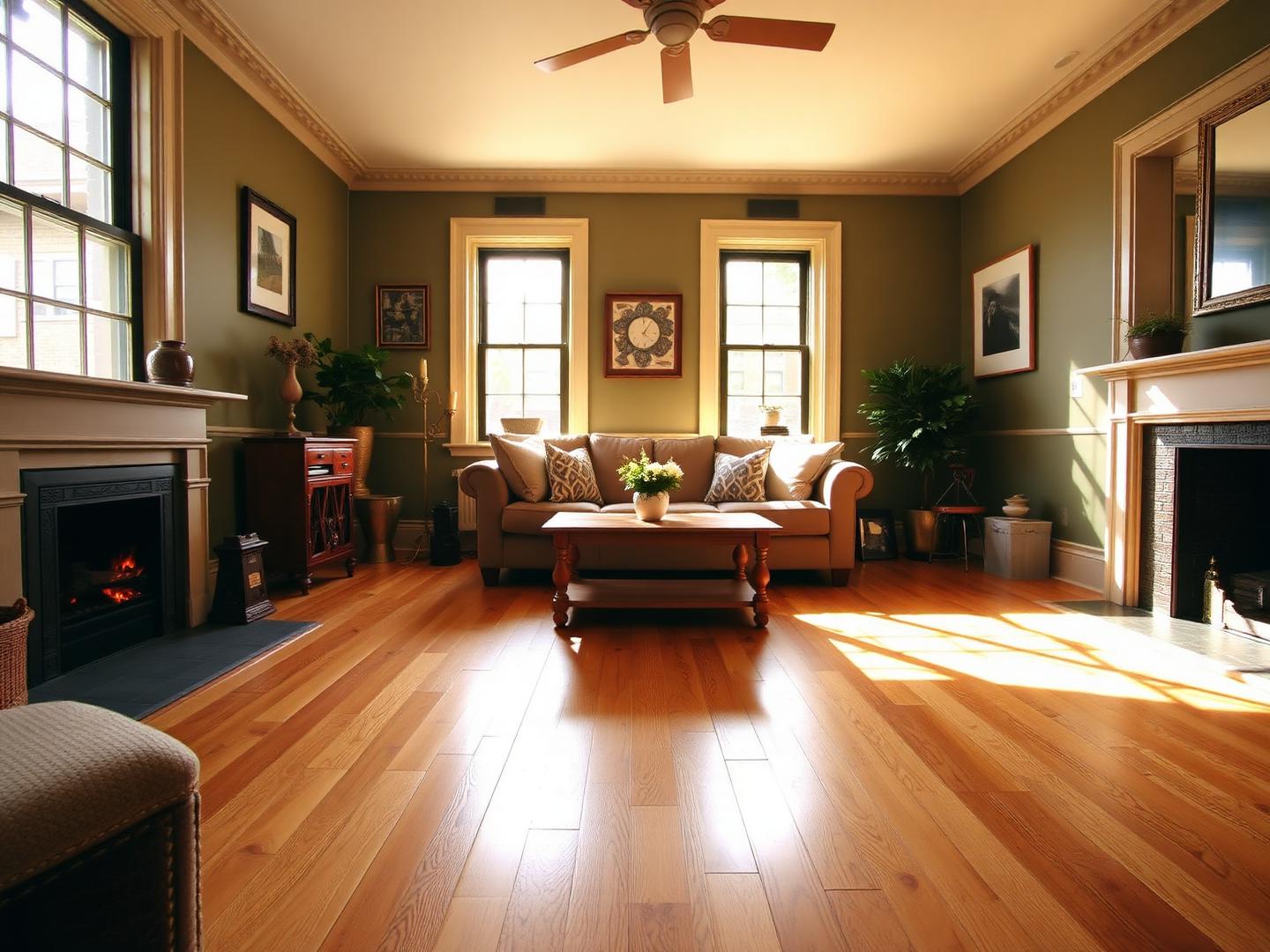 Sunlit Brooklyn living room with freshly installed hardwood flooring